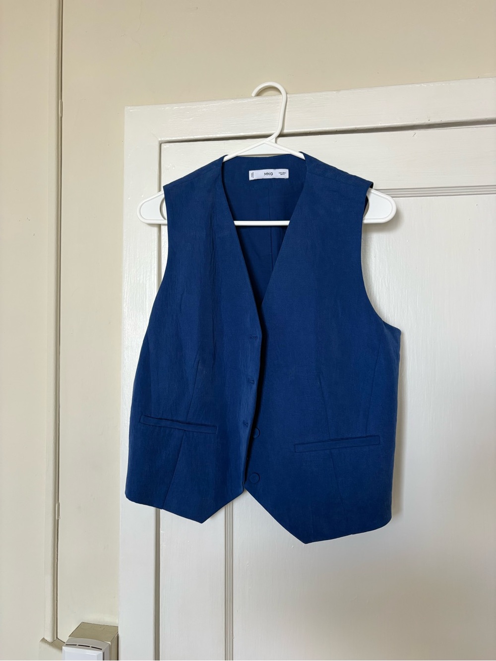 Mango Navy Blue Sleeveless Tailored Vest